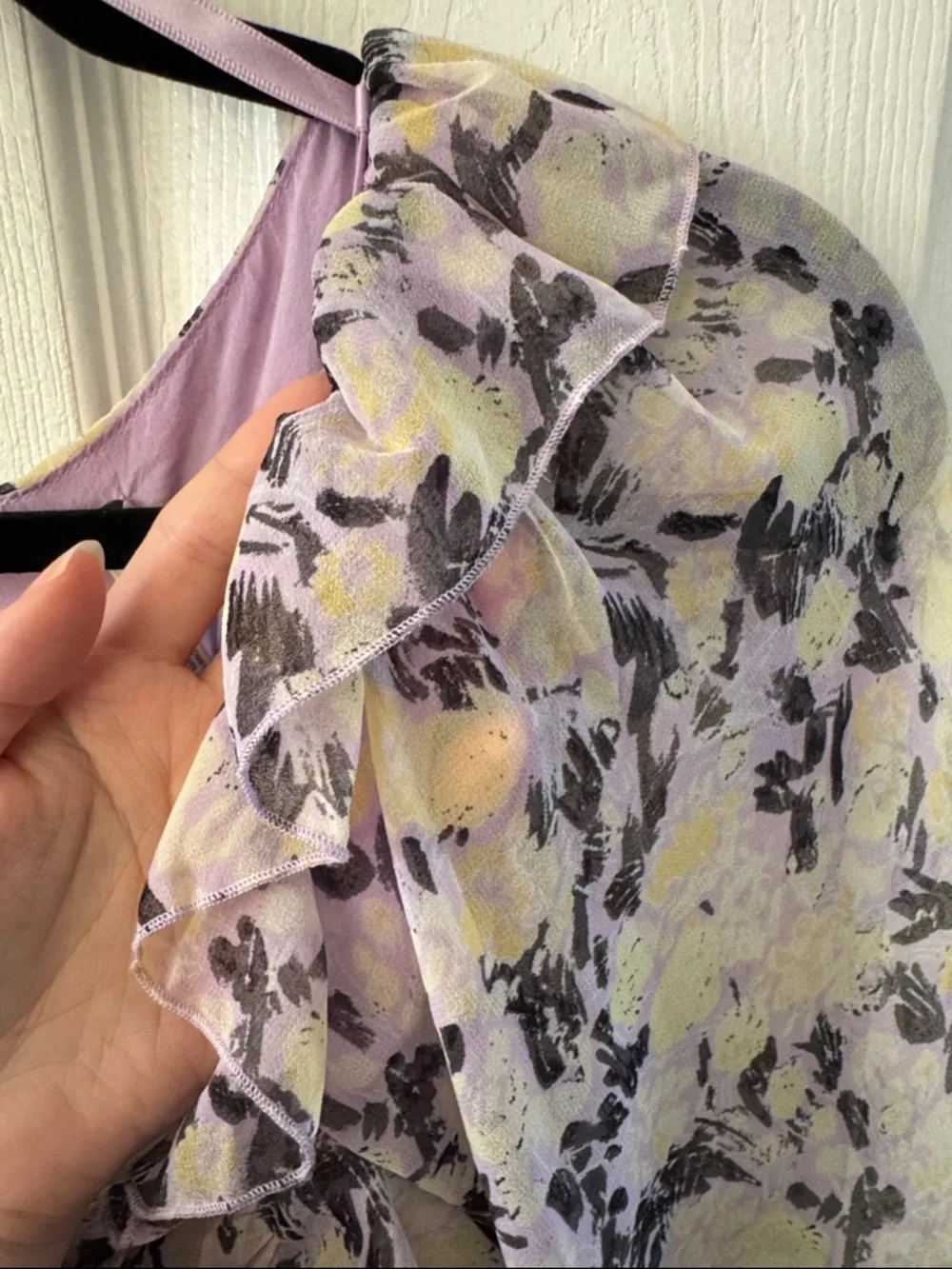 Free People Floral Ruffle Front Women’s Top in Lavender & Yellow